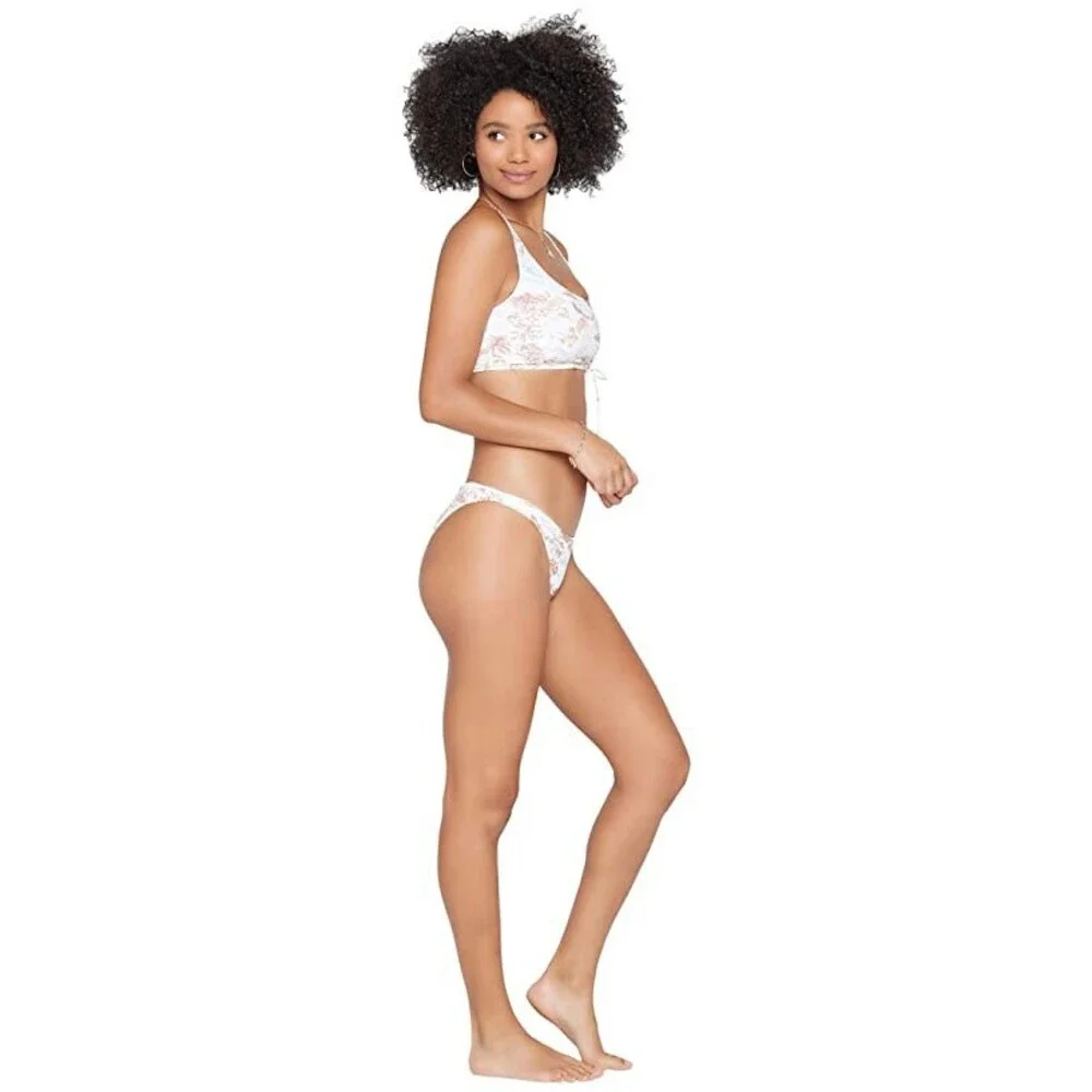 L*Space Wilder Top Women's Medium Sand Tropical Stretch Tie Hem Swimwear JDM1117
